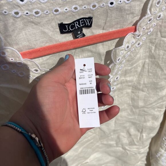 J Crew Bungalow Embroidered Linen Top NWT - Picture 4 of 8